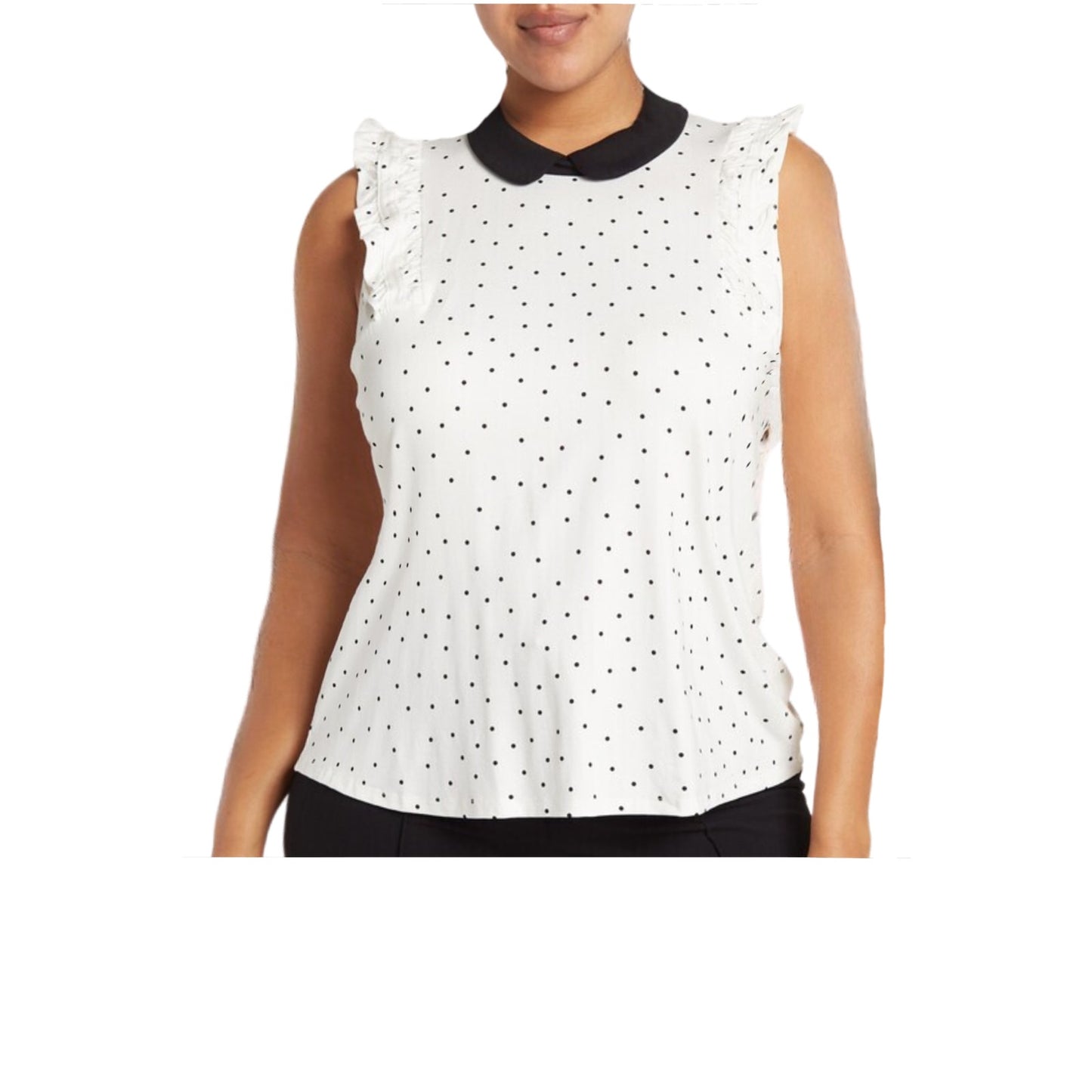 Cece Women White & Black Polka Dot Blouse NWT Size Medium