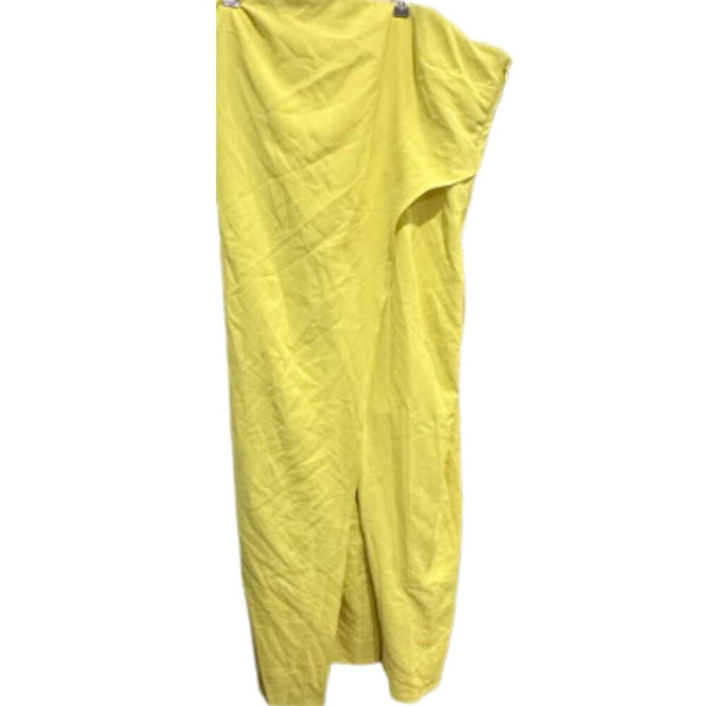 Halston Lil Crepe Jumpsuit in Bright Yellow Plus Size 16