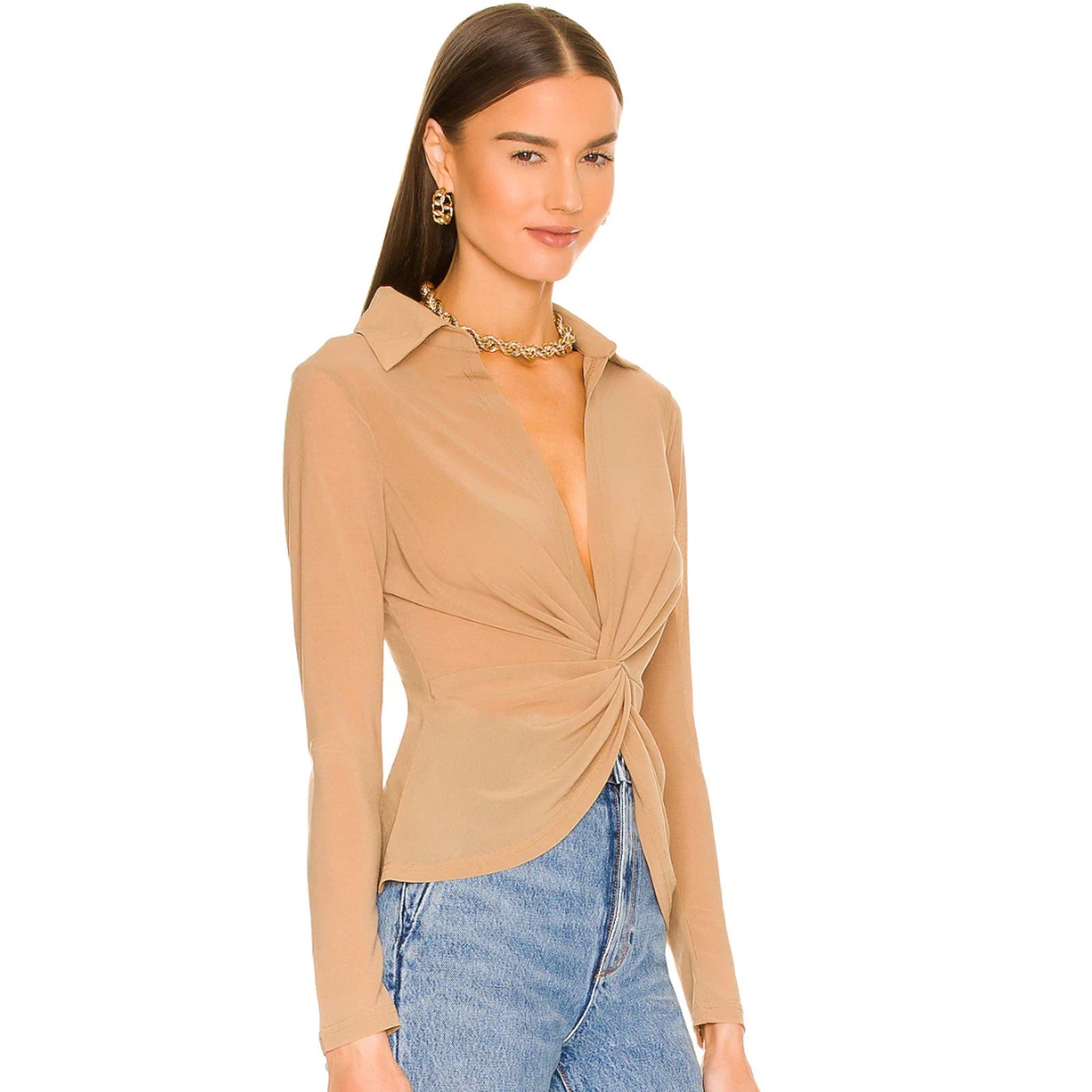 Superdown Deja Twist Front Top in Tan NWT Size Small