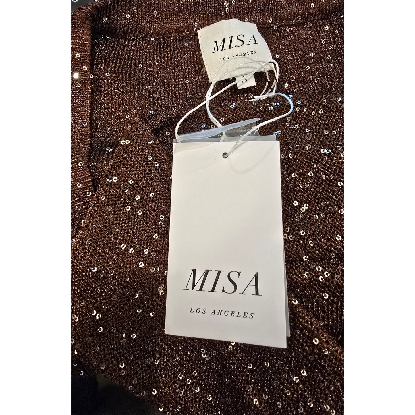 MISA Los Angeles Rafael Cardigan Dress in Chocolate Shimmer NWT Size Small