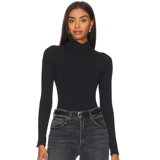 Free People Xyz Recycled Turtleneck Bodysuit In Black NWT M/L