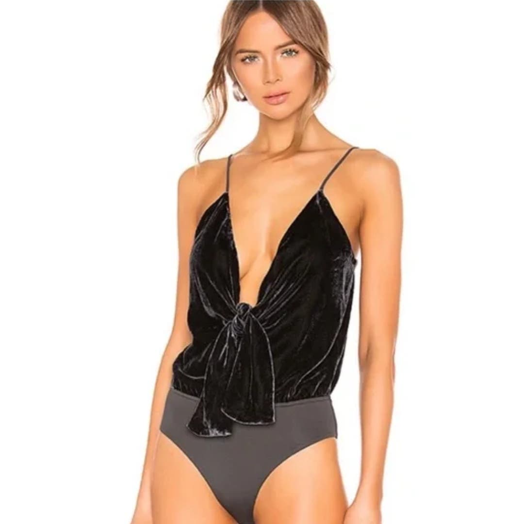 House of Harlow X REVOLVE Lauren Bodysuit in Slate Grey NWT Size Small