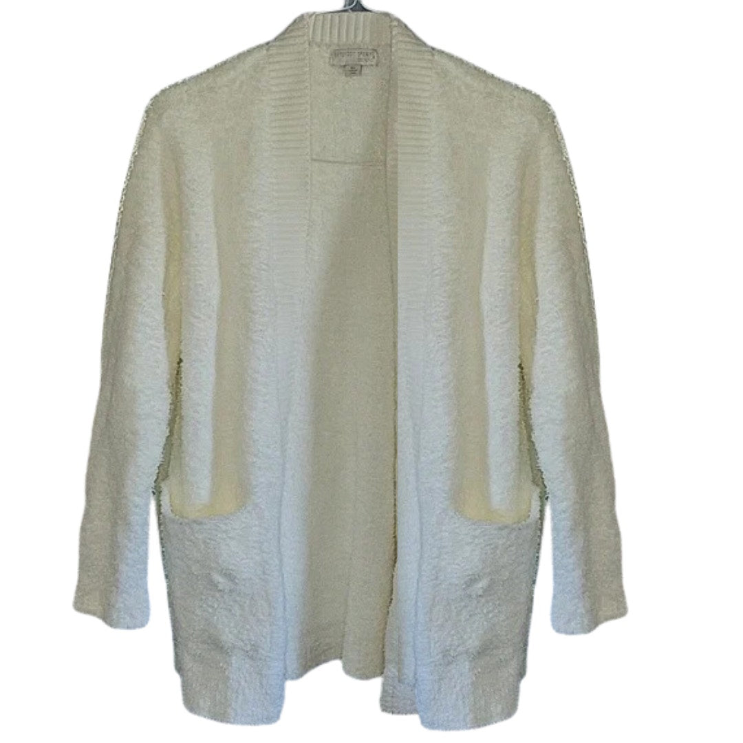 Barefoot Dreams CozyChic Ribbed Knit Trim Cardigan in Pearl NEW Size 1X