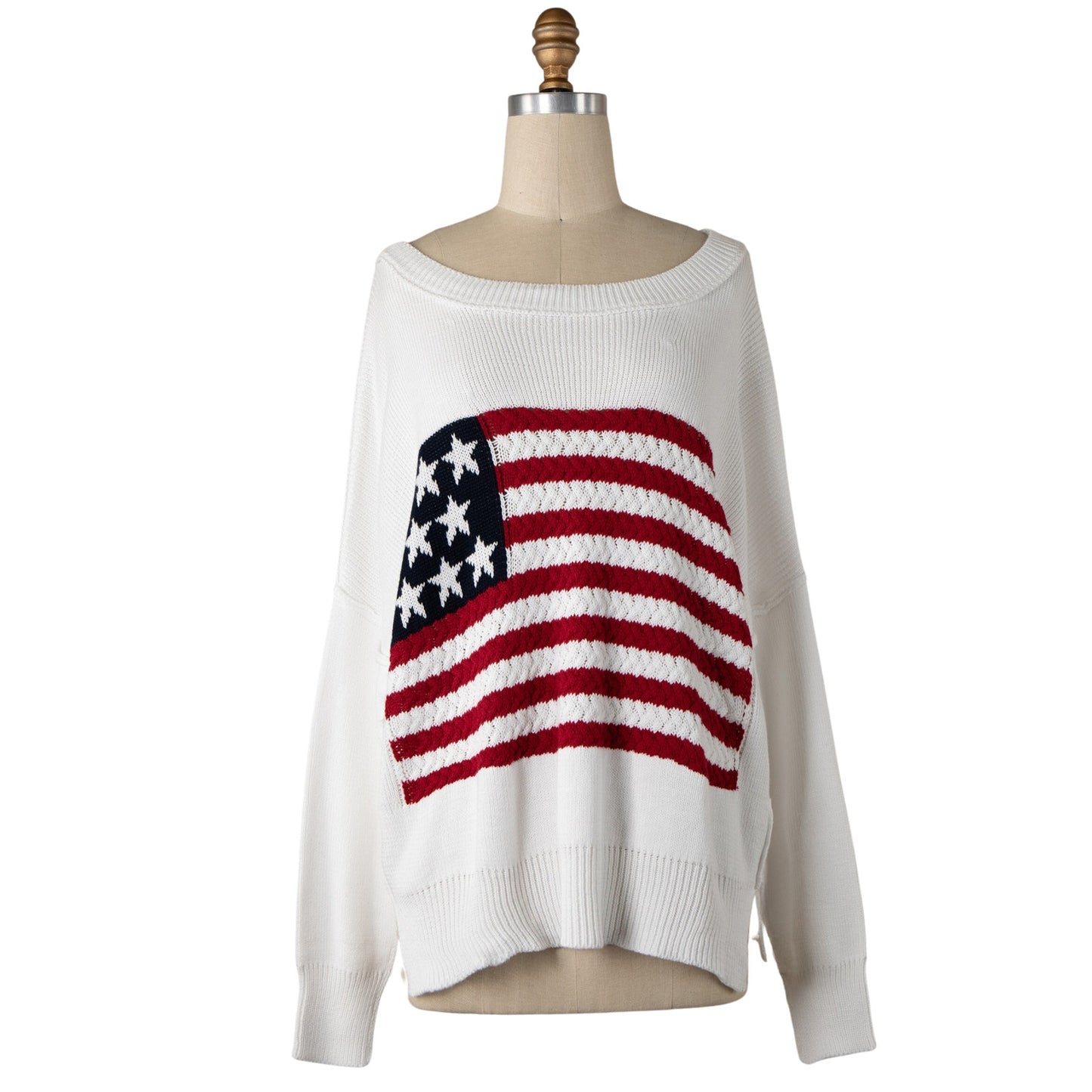 American Honey White American Flag Sweater NEW