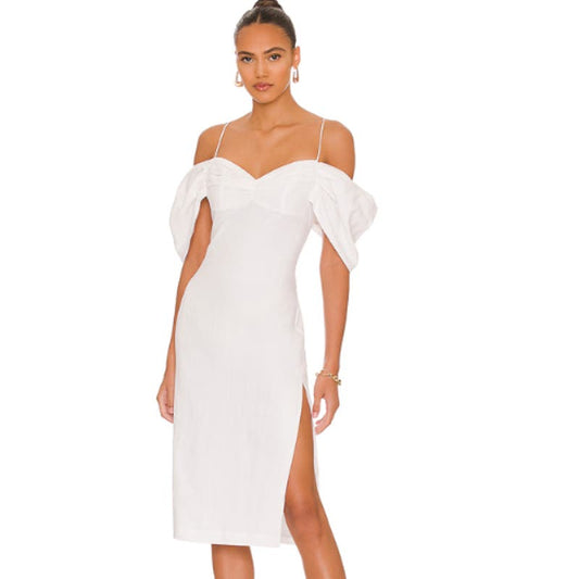 L'Academie Gemma Midi Dress in White NWT Size Medium