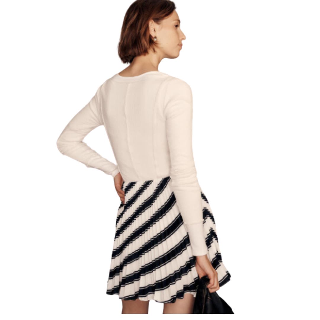 Anthropologie x Maeve Pleated Skirt in Black and White NWT Size 10