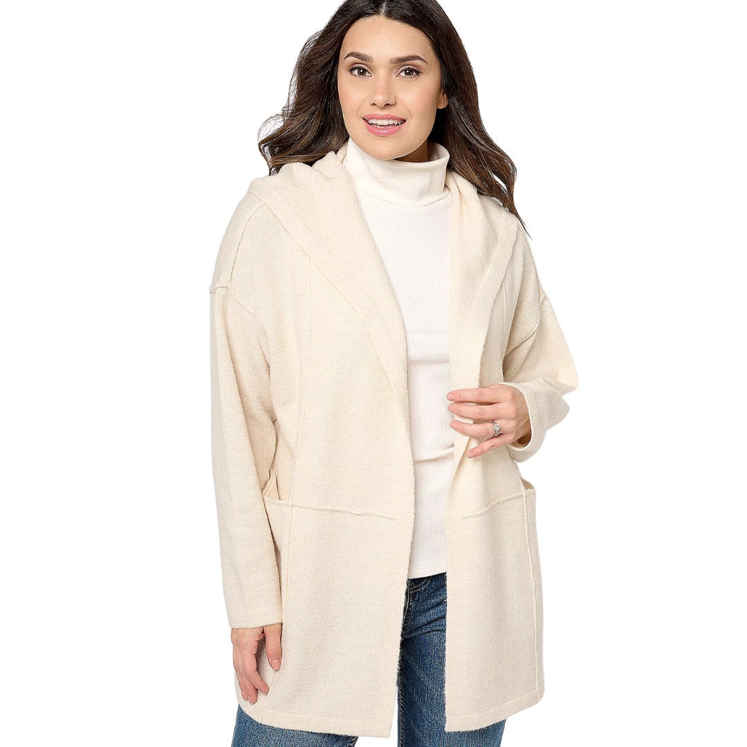 Studio Park x Amy Stran Hooded Cardigan in Winter White NWT Size Medium