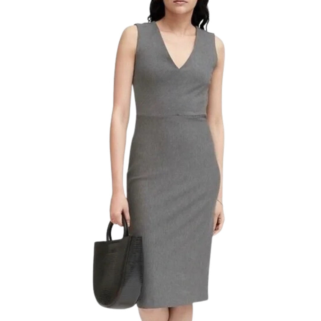 Banana Republic Ponte V Neck Sleeveless Sheath Dress in Gray Size 8