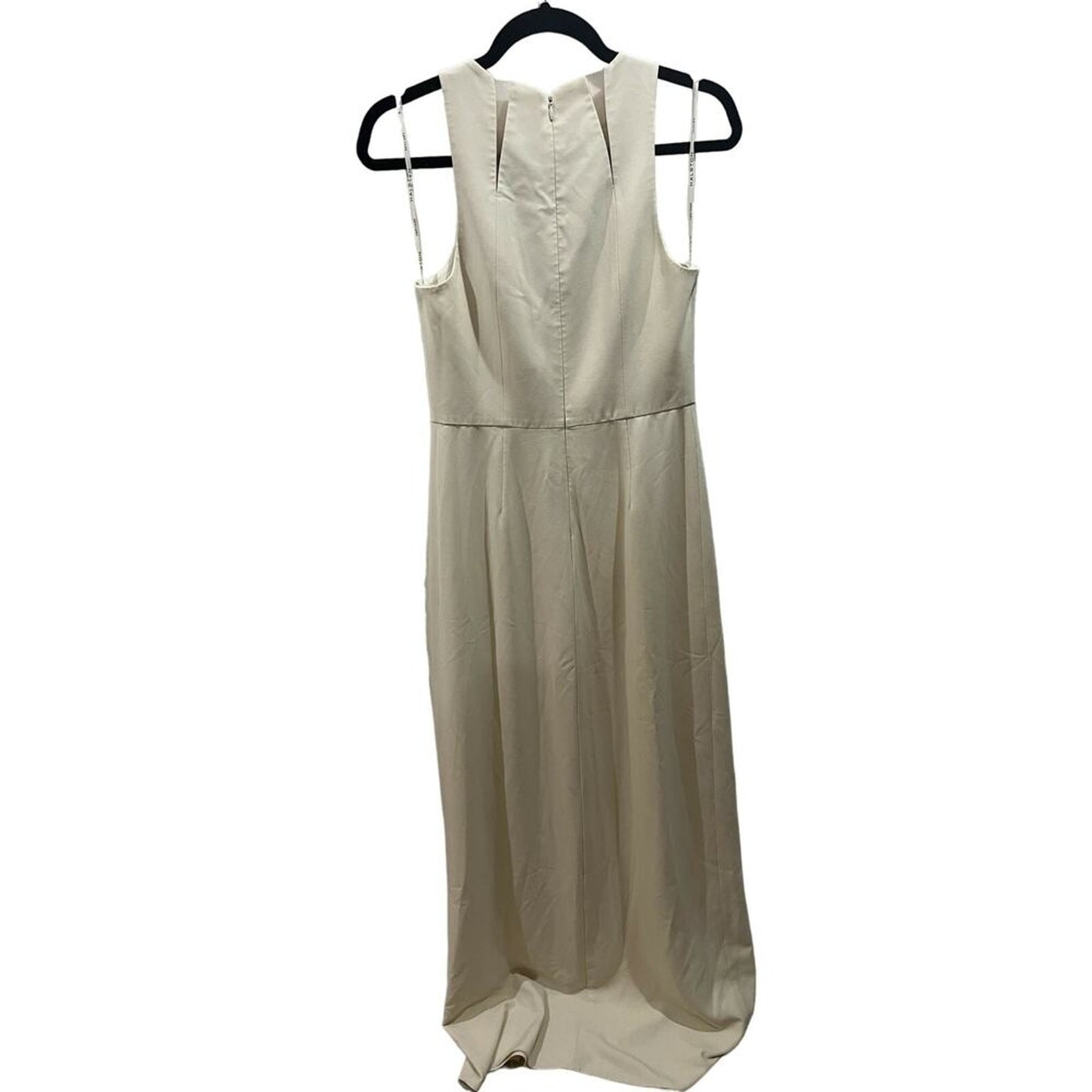 Halston Heritage Sleeveless Crew Neck Sheer-Insert Gown - White - 4