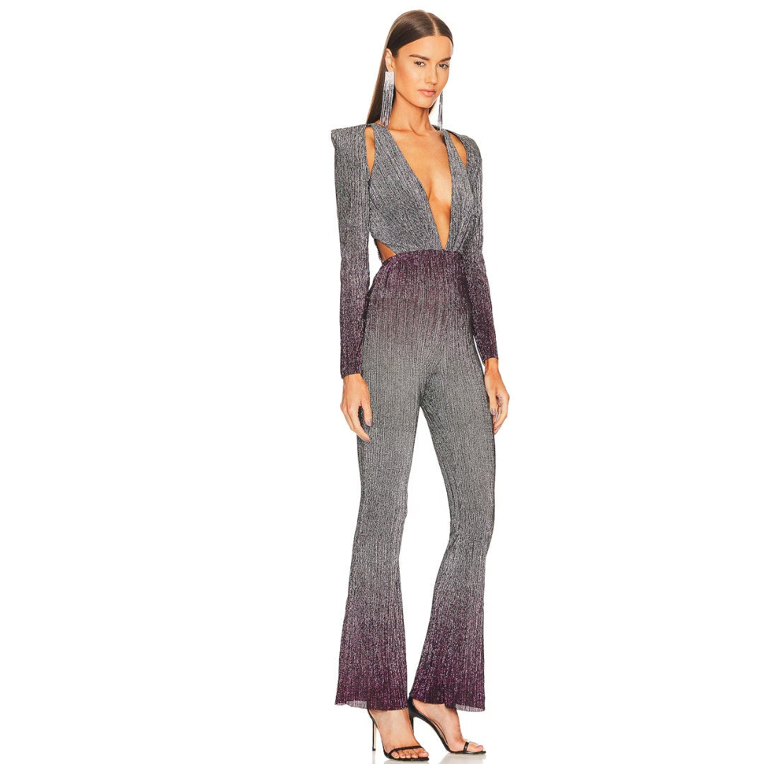 Michael Costello x REVOLVE Palmira Jumpsuit in Grey Mauve NWOT Size Small