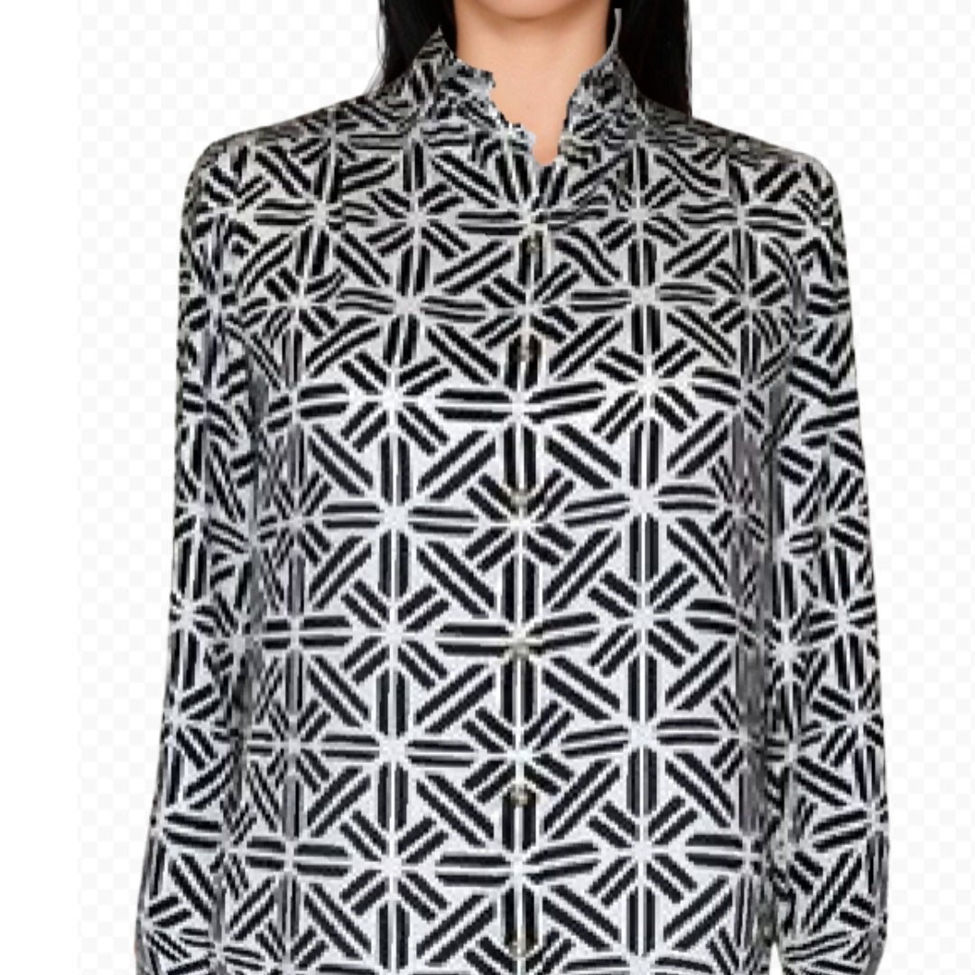 Banana Republic Geometric Print Classic Silky Shirt Blouse Size Small