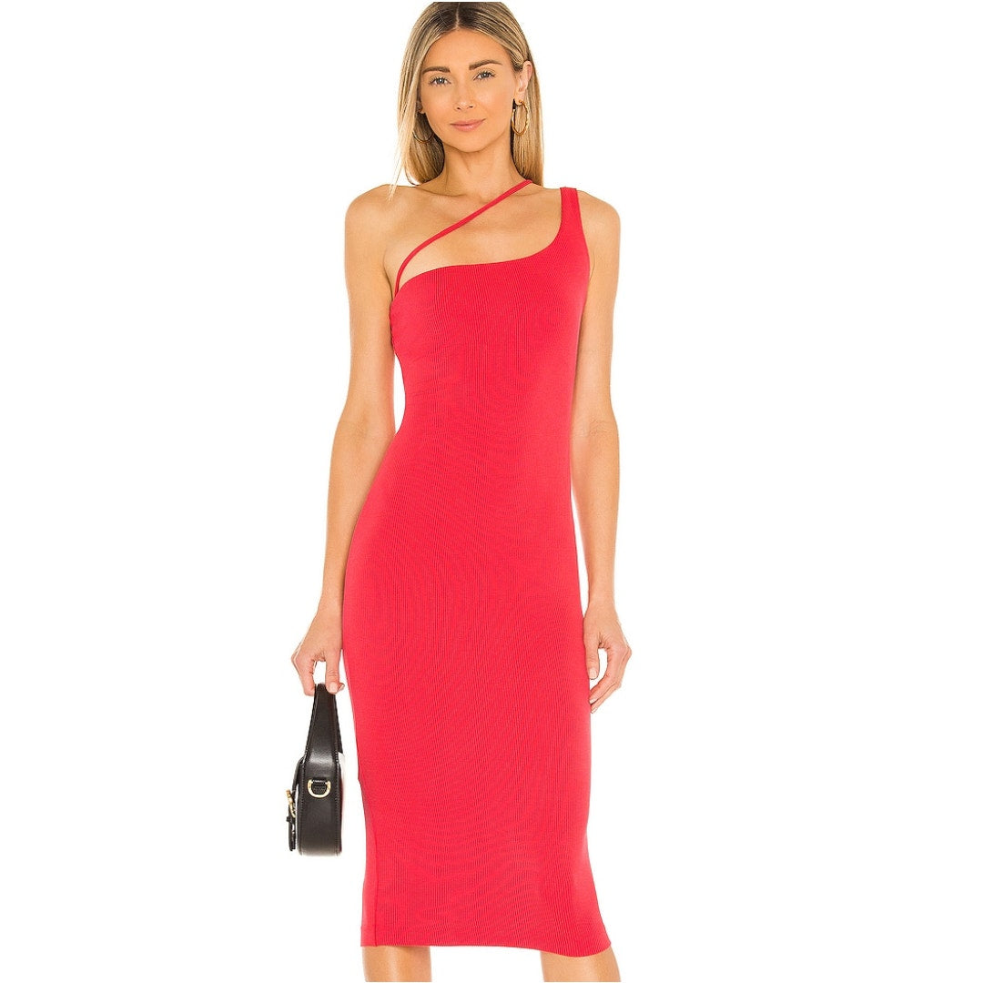 Revolve H:ours Niall Midi Dress in Two Tone Red NWT Size Small