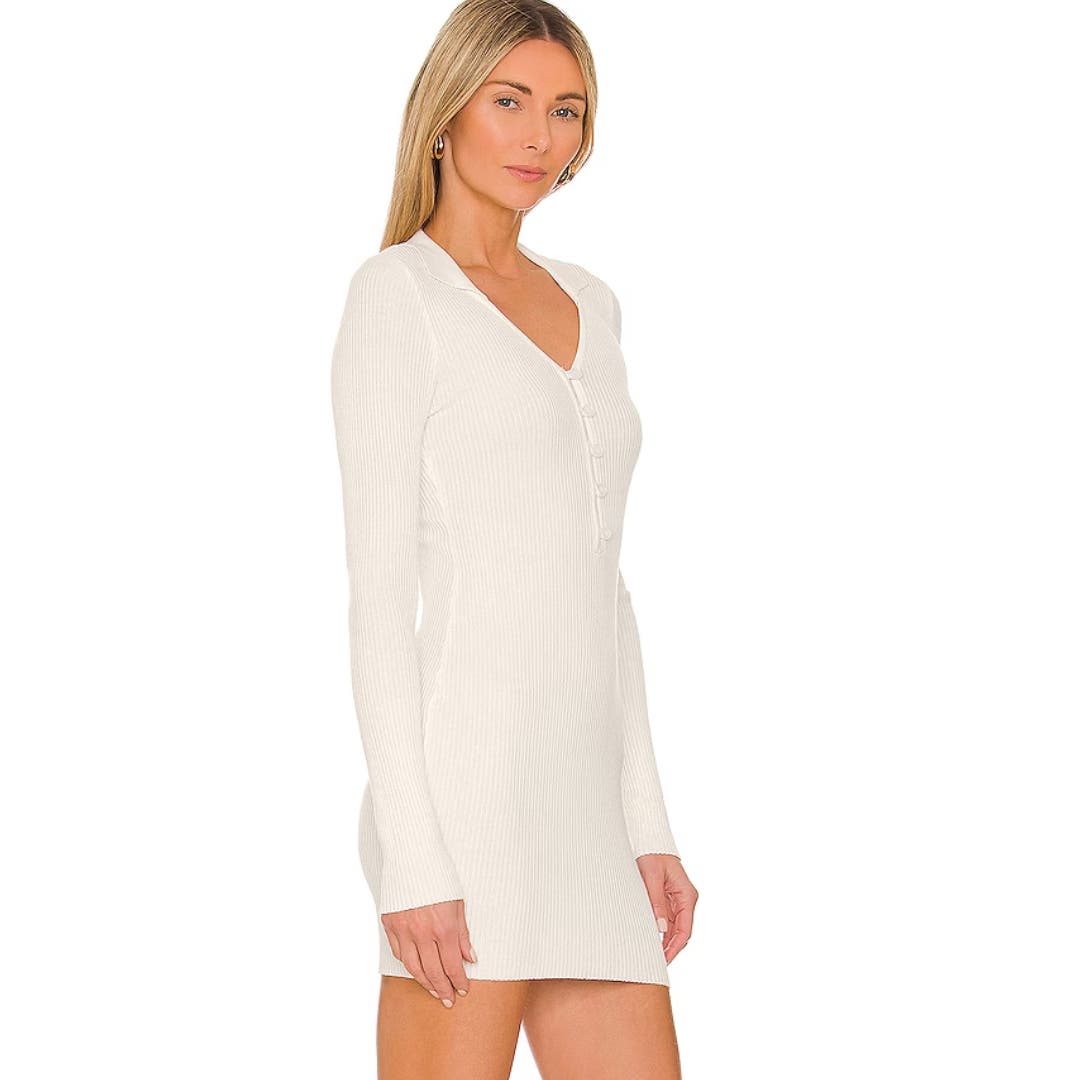 Revolve x All The Ways Clarissa Deep V Dress in Off White NWOT Size Small