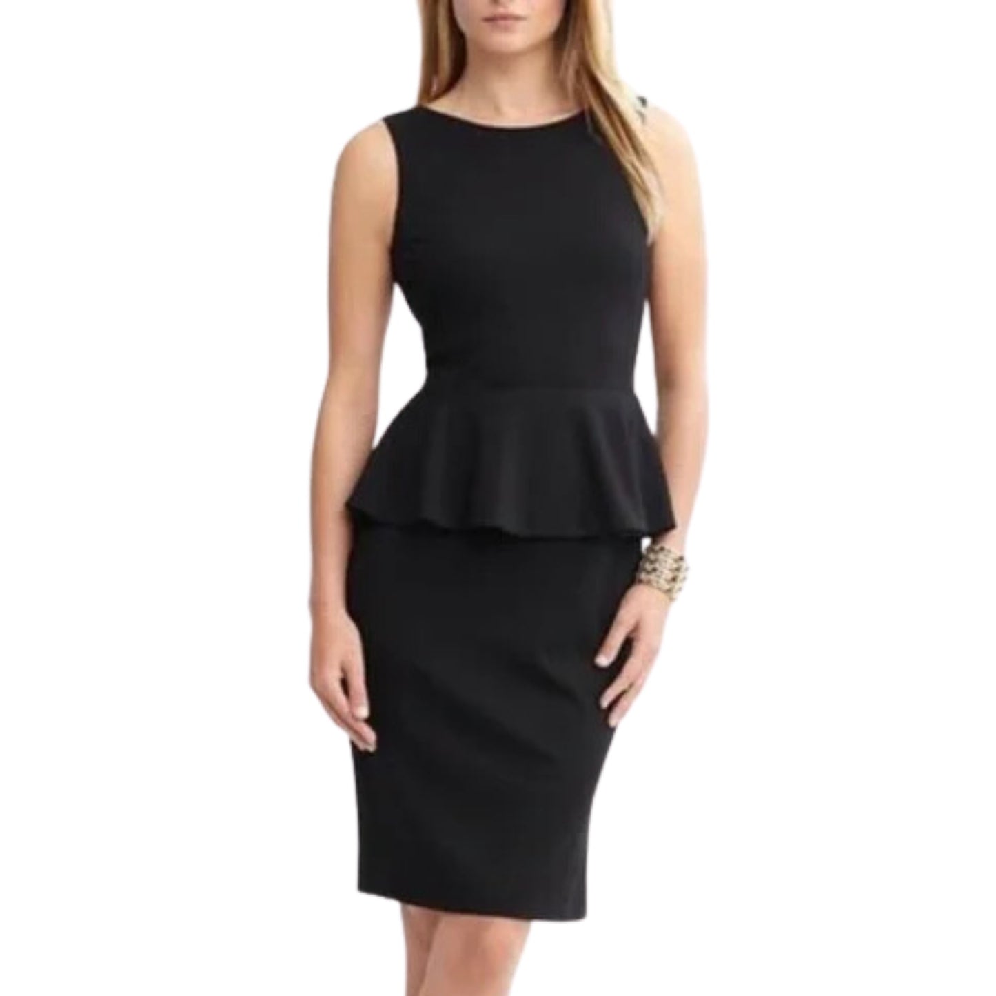 Banana Republic Black Sleeveless Ponte Peplum Dress NWT Size 4