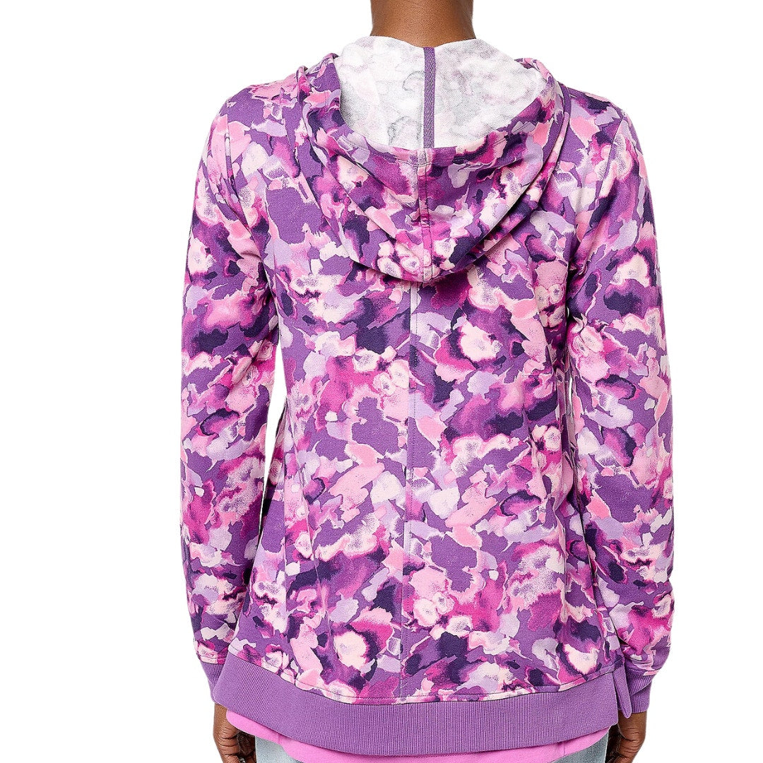 LOGO Lounge by Lori Goldstein Printed Zip Front Purple Sapphire NWT Size LG