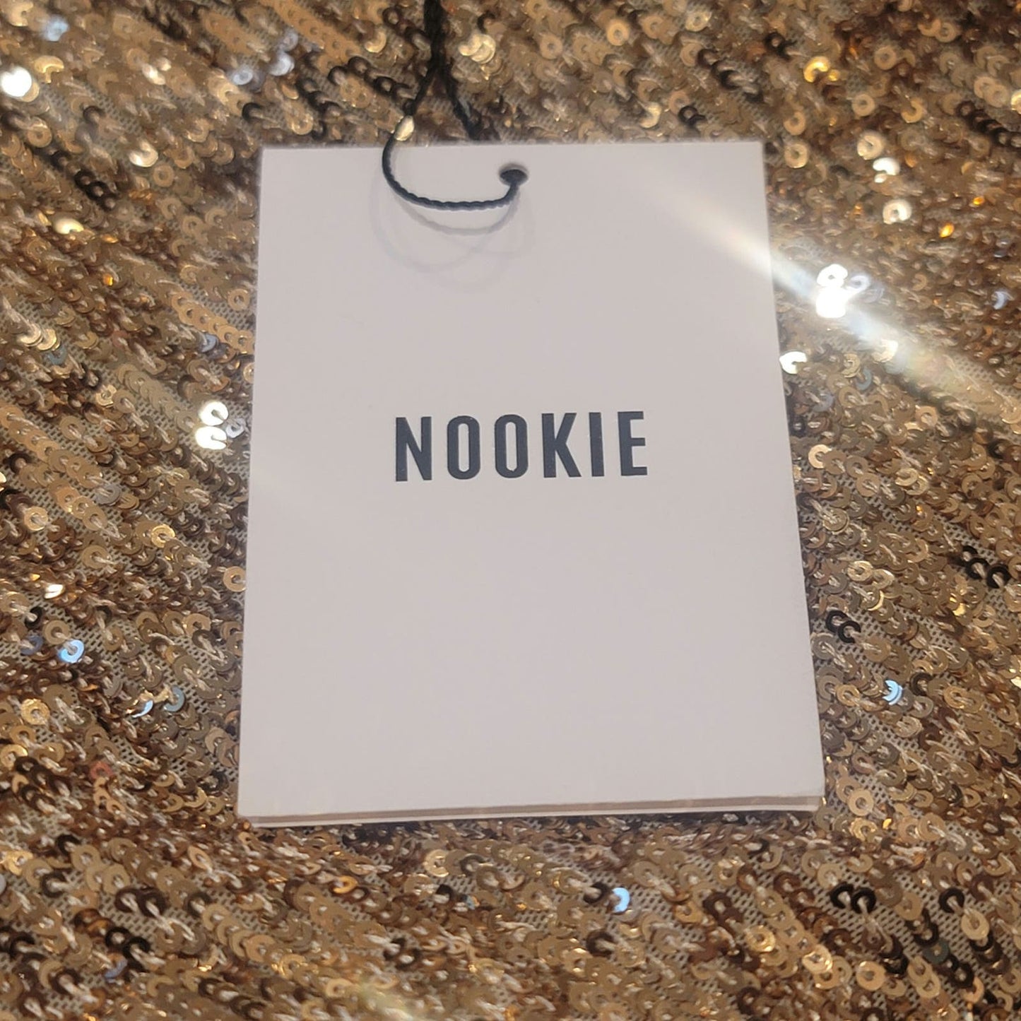 Nookie x Revolve Fantasy Sequin Midi Dress in Gold NWT Size Small