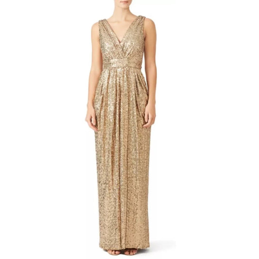 Badgley Mischka Gold Glitz Gown EUC Size 10