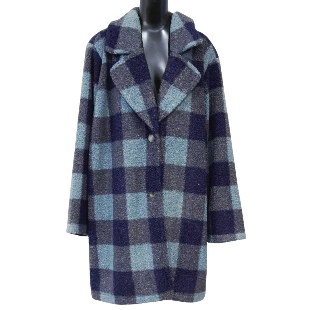 Joan Rivers Petite Buffalo Check Sherpa in Indigo NEW Size 3X