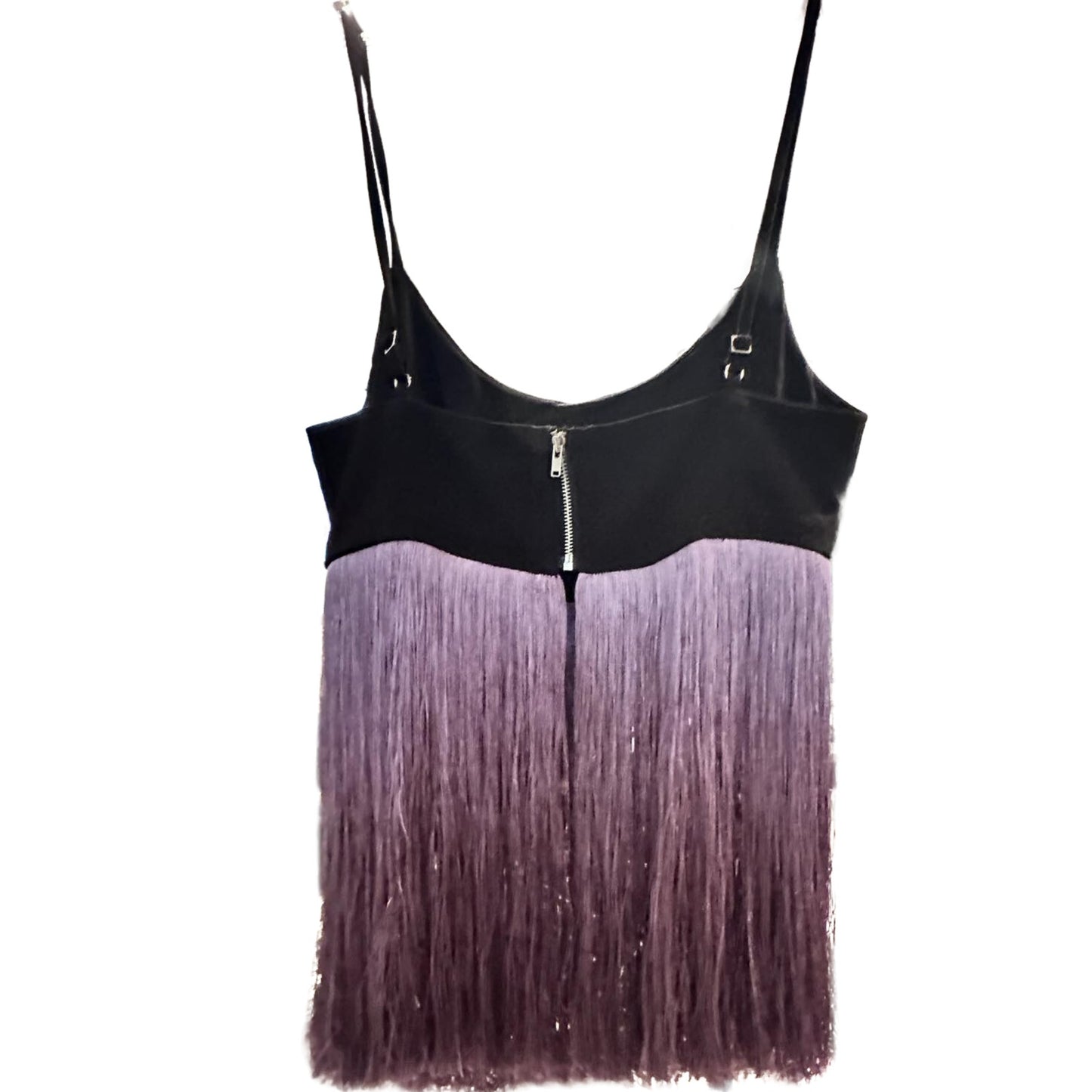 NBD Kaylyn Fringe Trim Tank Top in Purple and Black Size Small