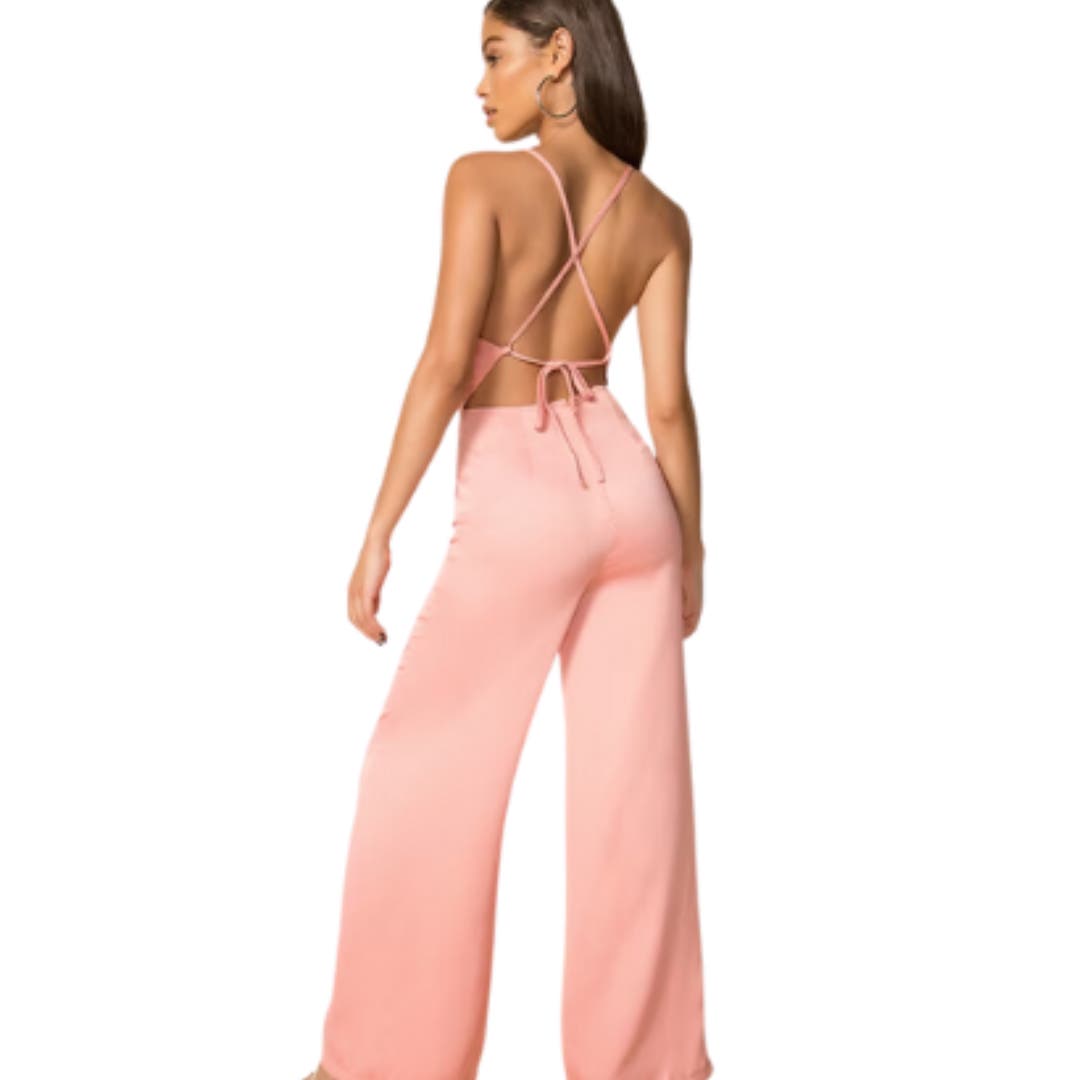 superdown Karoline Cowl Neck Jumpsuit in Blush NWT Size XS