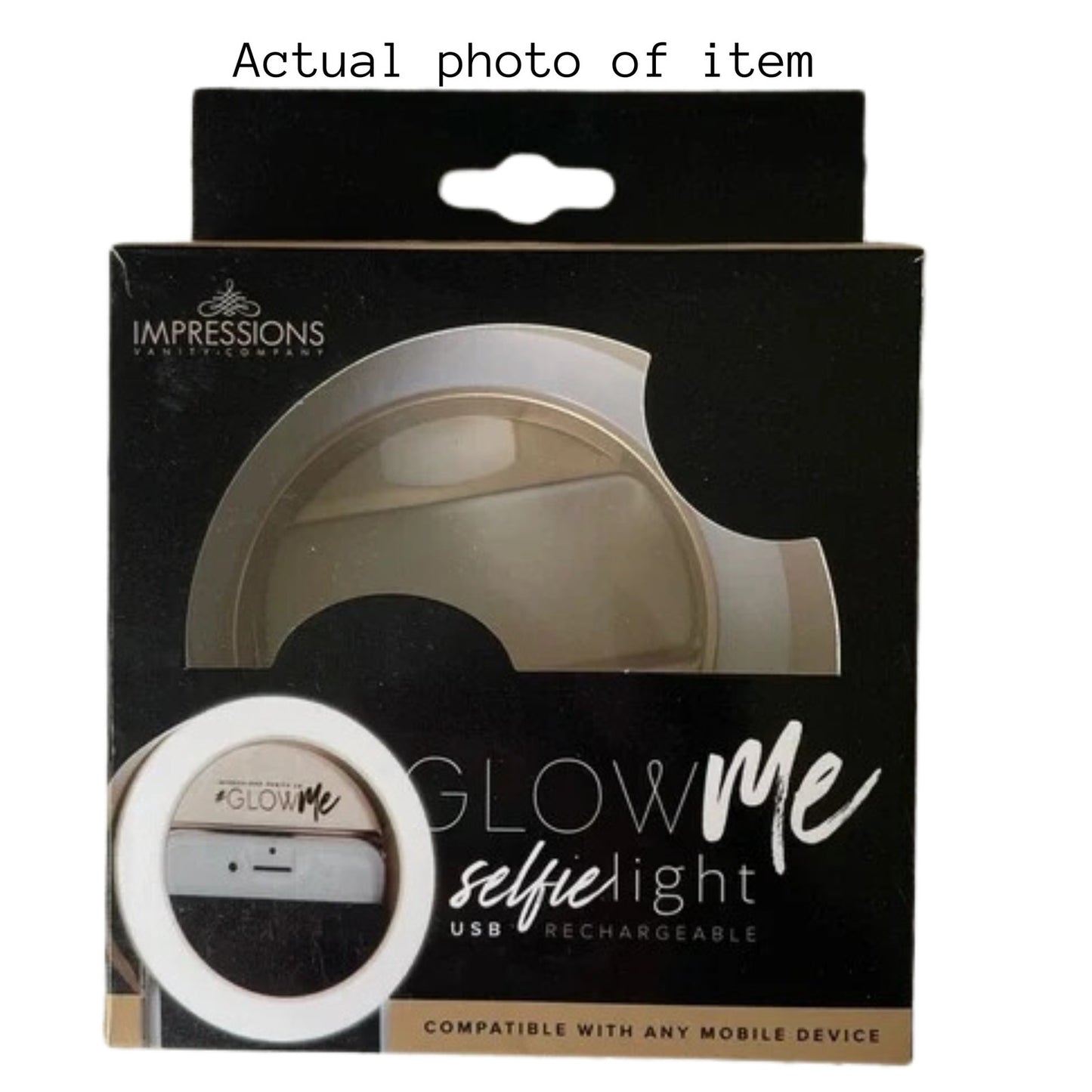 Impressions Vanity GlowMe 2.0 USB Rechargeable LED Selfie Ring Light Champagne