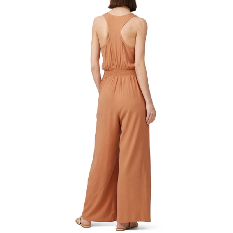 The Odells Tan Wide Leg Jumpsuit in Caramel Brown Size Large