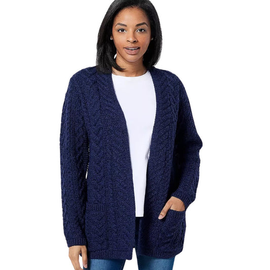 Aran Craft Regular Merino Wool Open Front in Midnight Blue NWT SIze XS