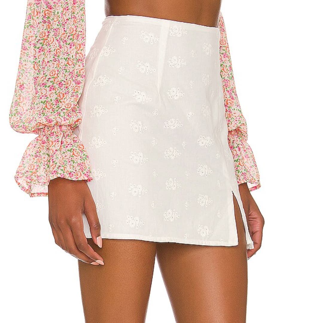 Revolve X More to Come Samantha Mini Skirt in White NWT Size Small