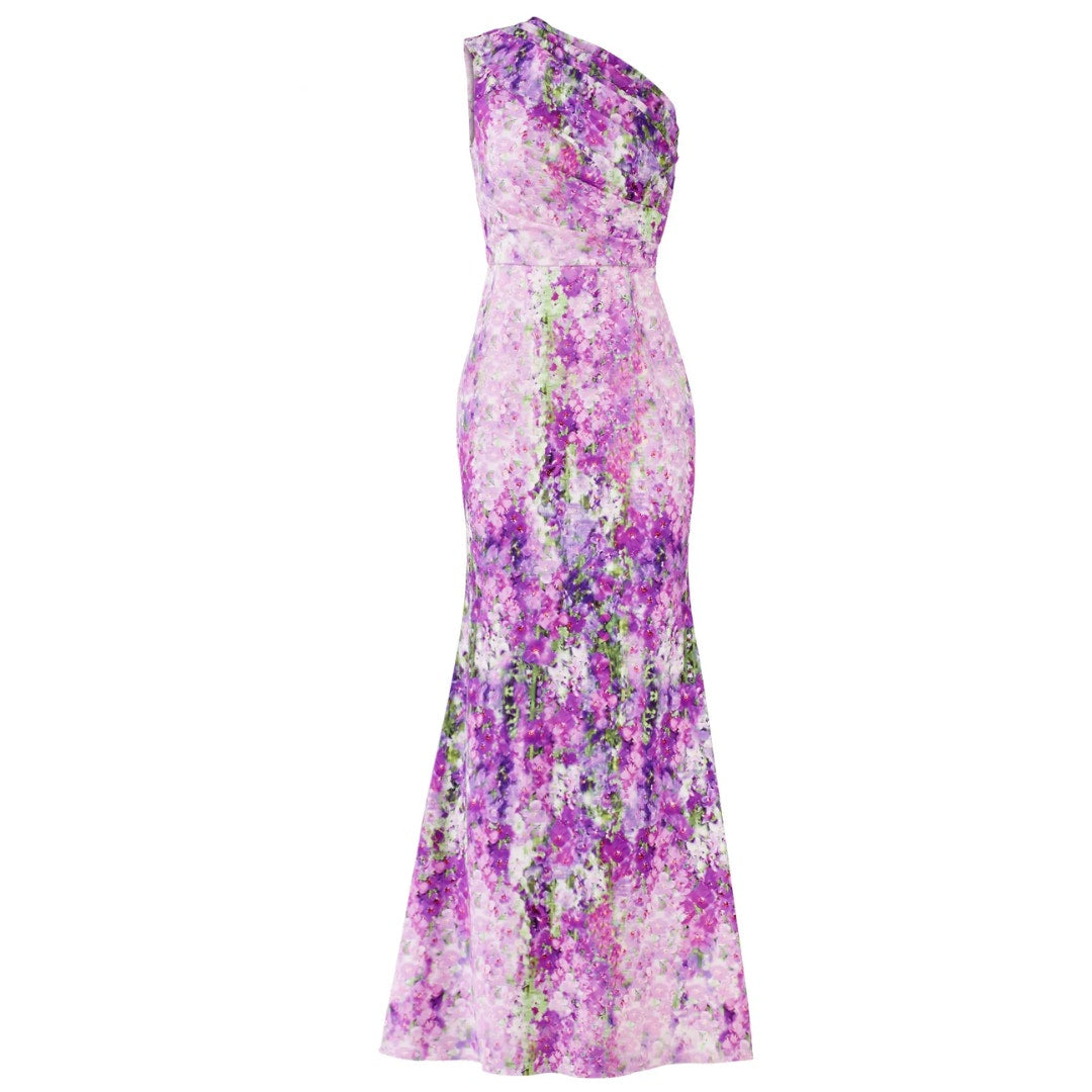 Badgley Mischka Purple Orchid Maxi Gown Size 8