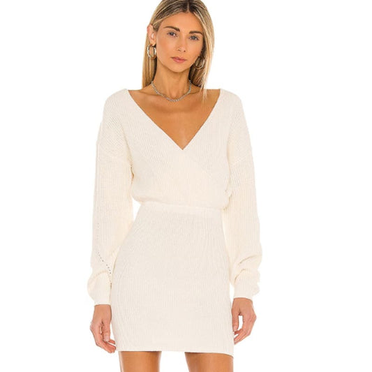 Tularosa Mia Surplice Mini Dress in Ivory NWT Size Small