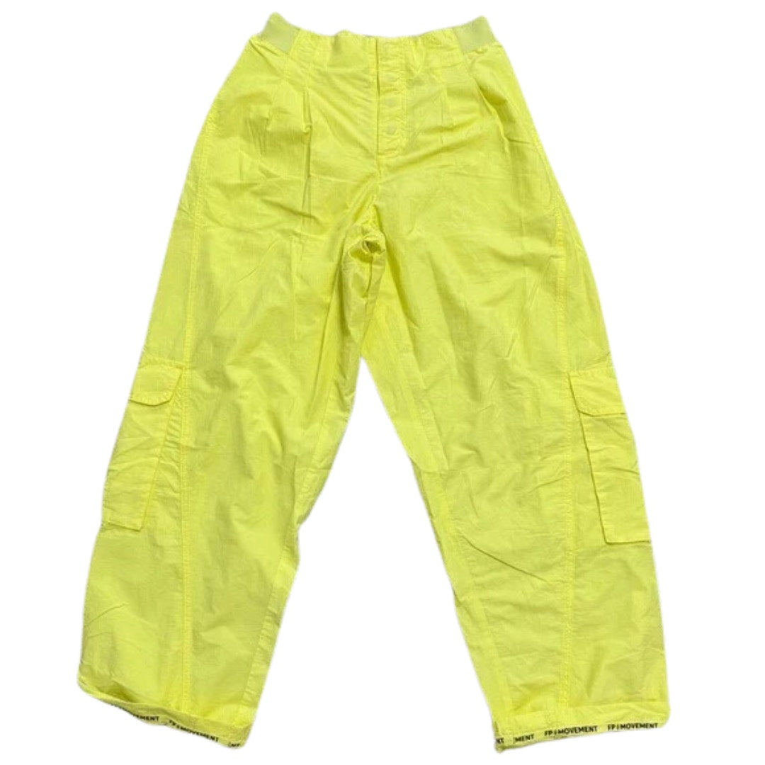 Free People Mesmerize Me Solid Cargo Pants Roll Tab Hem Yellow Size S