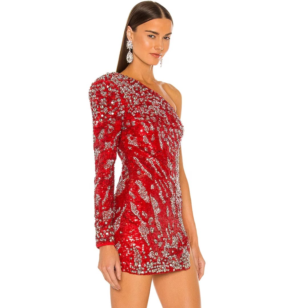 DUNDAS x REVOLVE Jett Embellished Mini Dress in Red NWT Size Medium