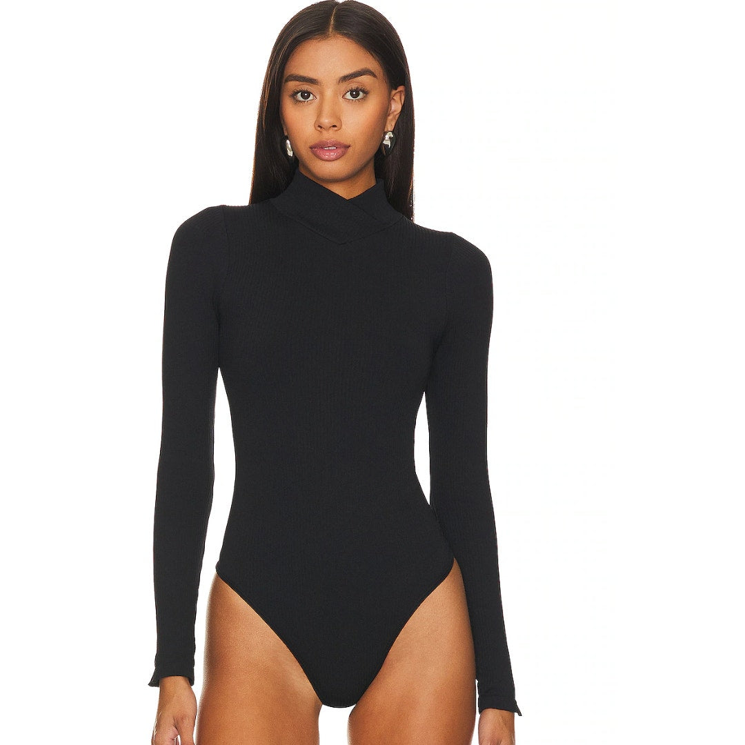 Free People Xyz Recycled Turtleneck Bodysuit In Black NWT M/L