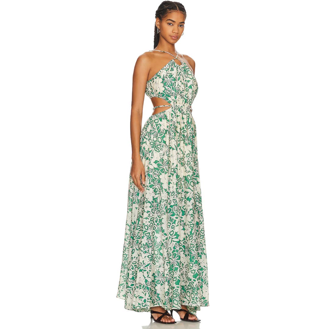 ASTR the Label Sivana Dress in Green Floral NWT Size Large