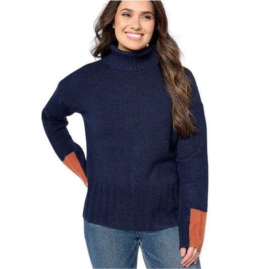 Peace Love World Colorblocked Sweater Navy / Orange New Size X-Large