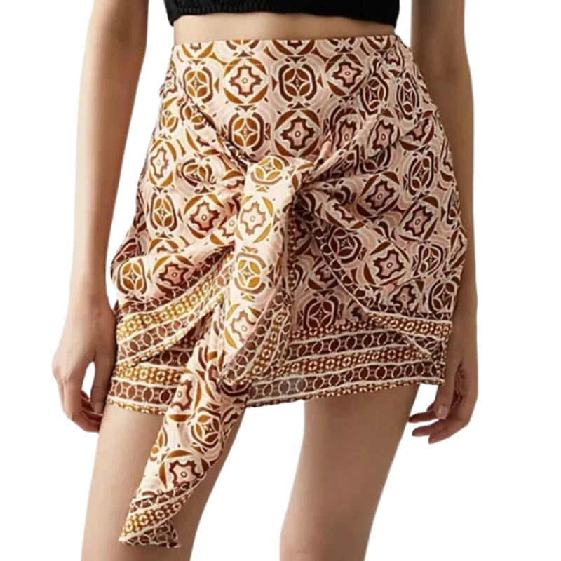 Free People Imogen Sarong Skirt in Pink & Brown NWT Size 6