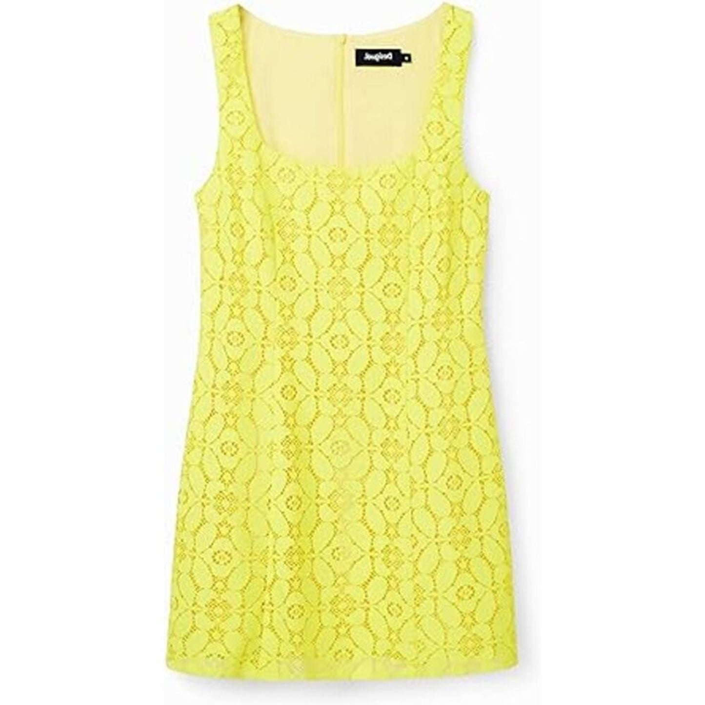 Desigual Desigual Chic Yellow Square Neck Sleeveless Dress/L/Yellow