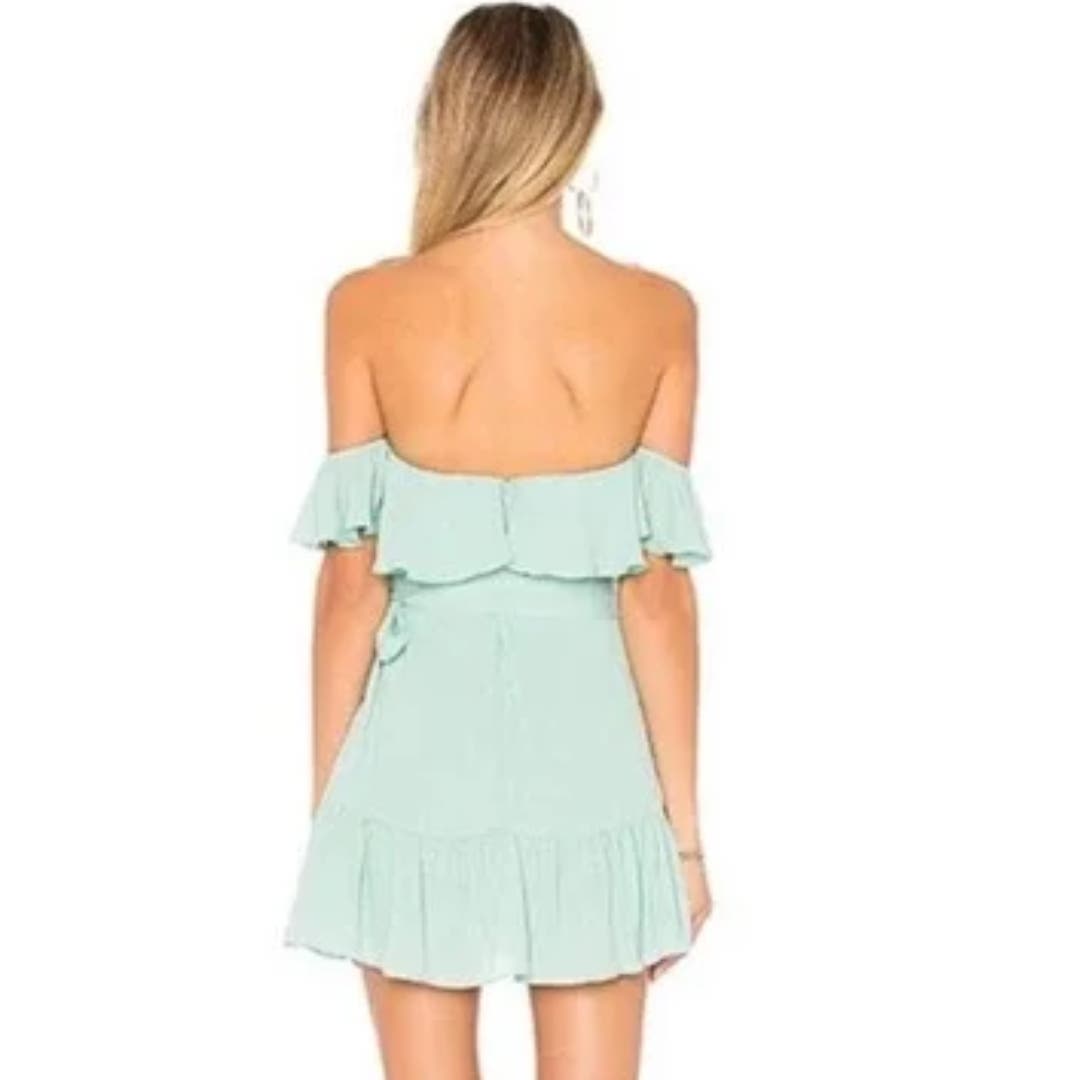 Superdown Jolene Ruffle Wrap Dress in Seafoam Green NWT Size XXS