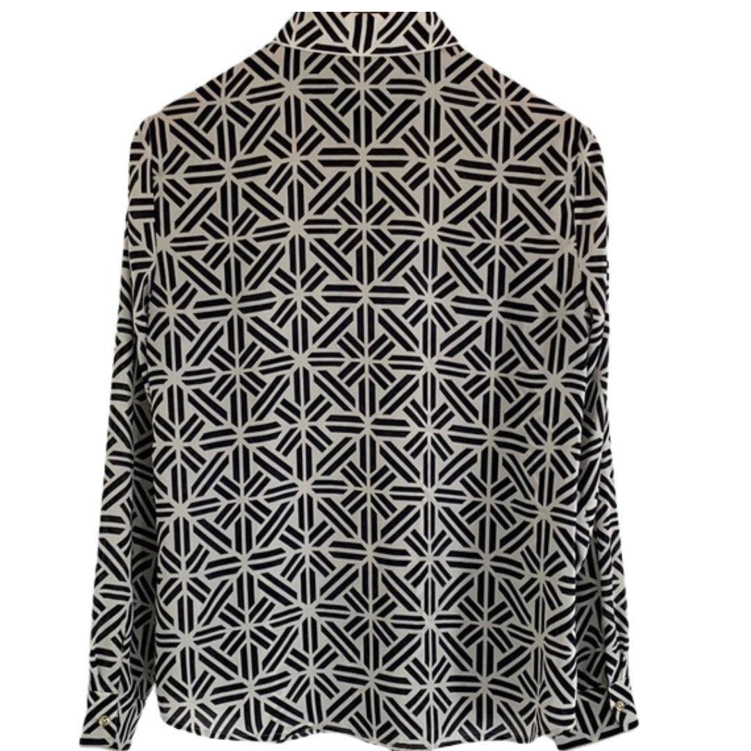 Banana Republic Geometric Print Classic Silky Shirt Blouse Size Small