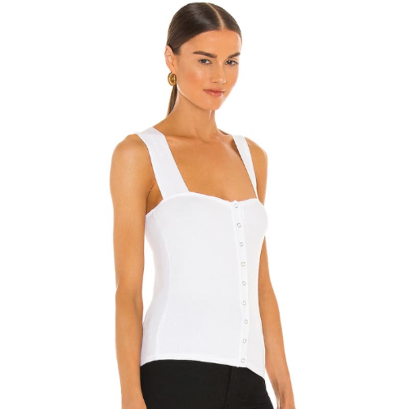 Michael Lauren Bosco Snap Front Tank in White NWT Size XS