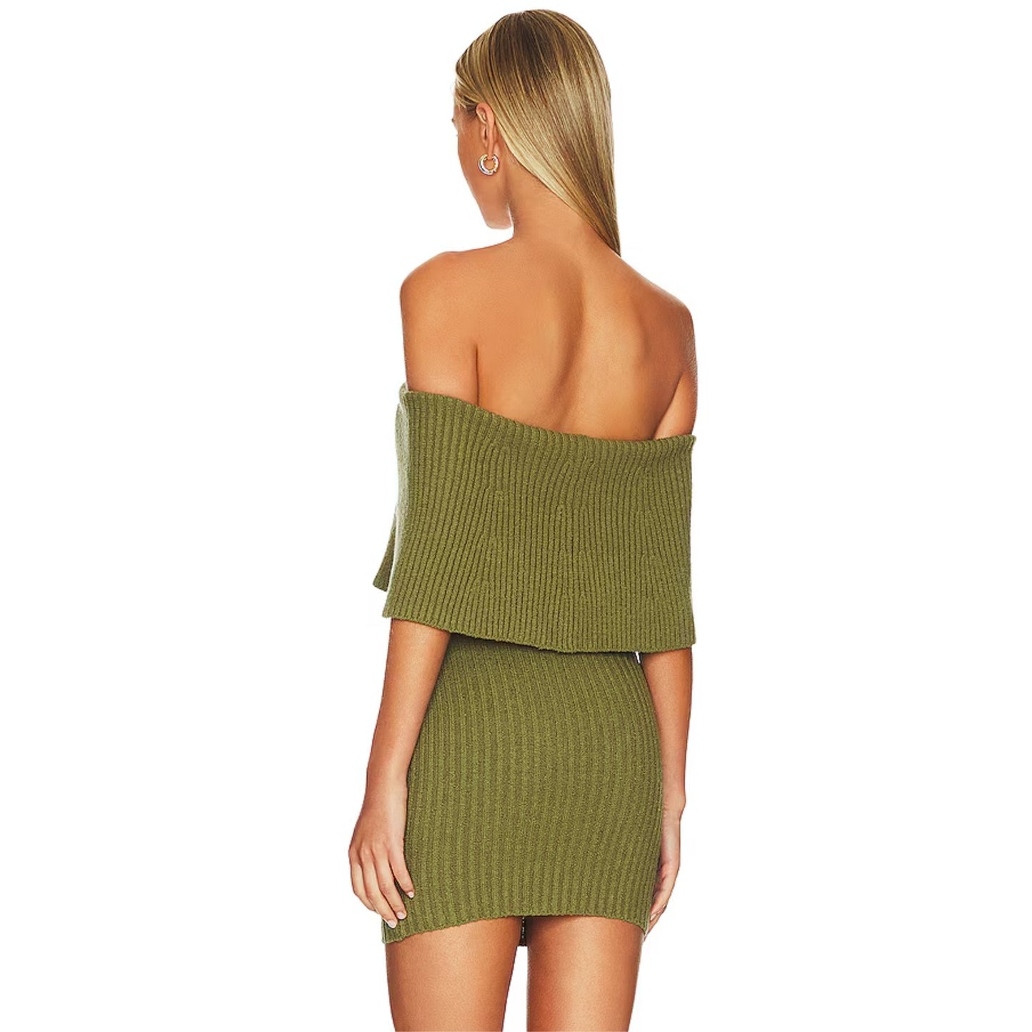 House of Harlow 1960 Miki Off Shoulder Mini Dress in Olive Green XS