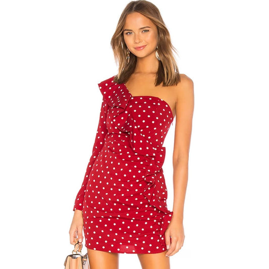 Revolve x About Us Rino Dress in Red and White Polka Dot NWT Size Small