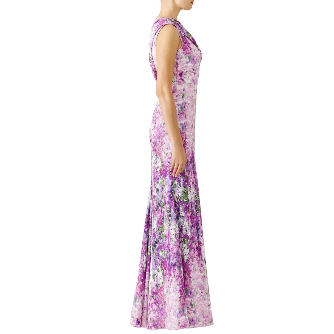 Badgley Mischka Purple Orchid Maxi Gown Size 8