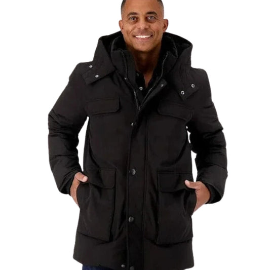 Arctic Expedition Men's Down Parka with Fixed Hood Black NEW Medium