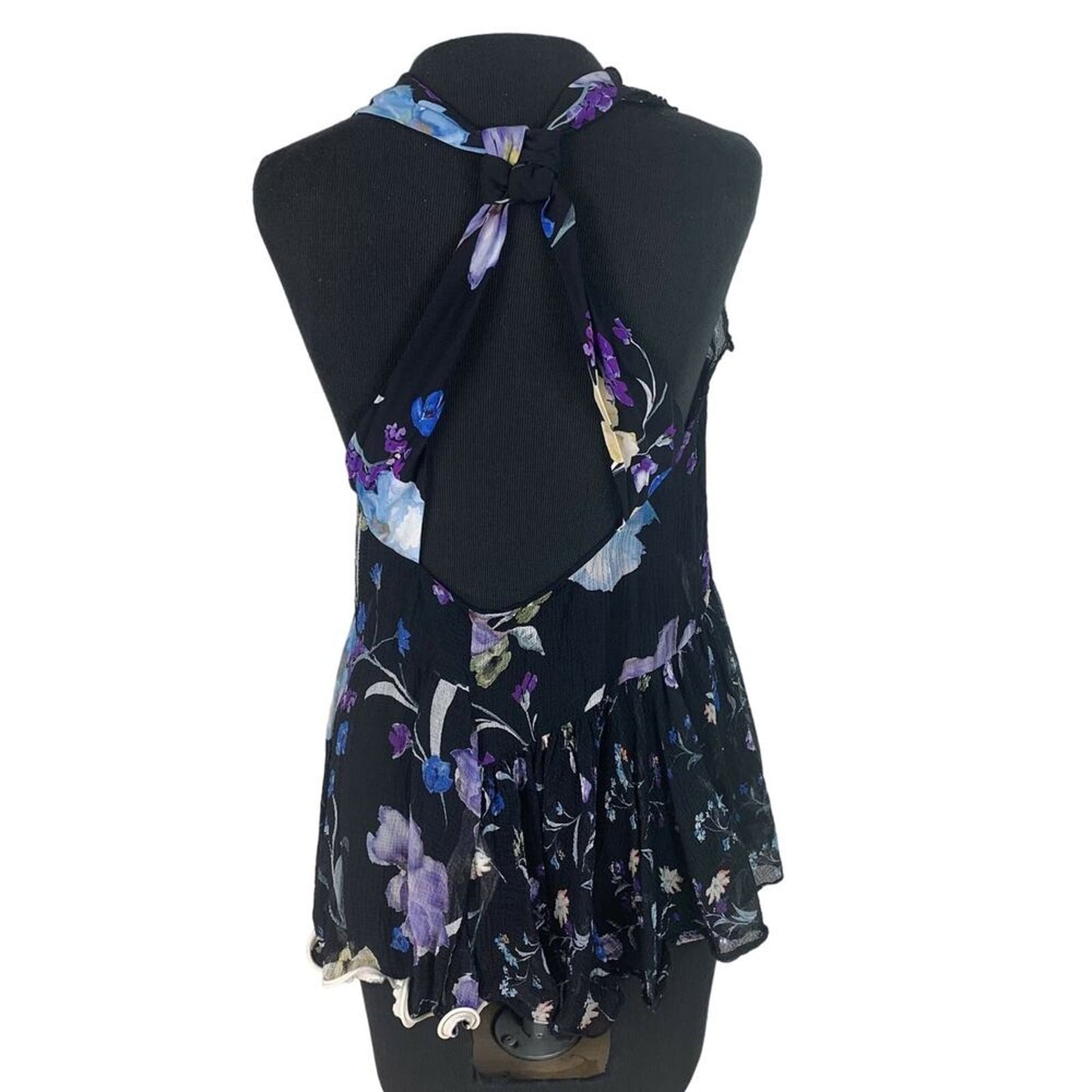 3.1 Phillip Lim Cutout Floral Print Silk  Blouse Tank Black Multi - 8