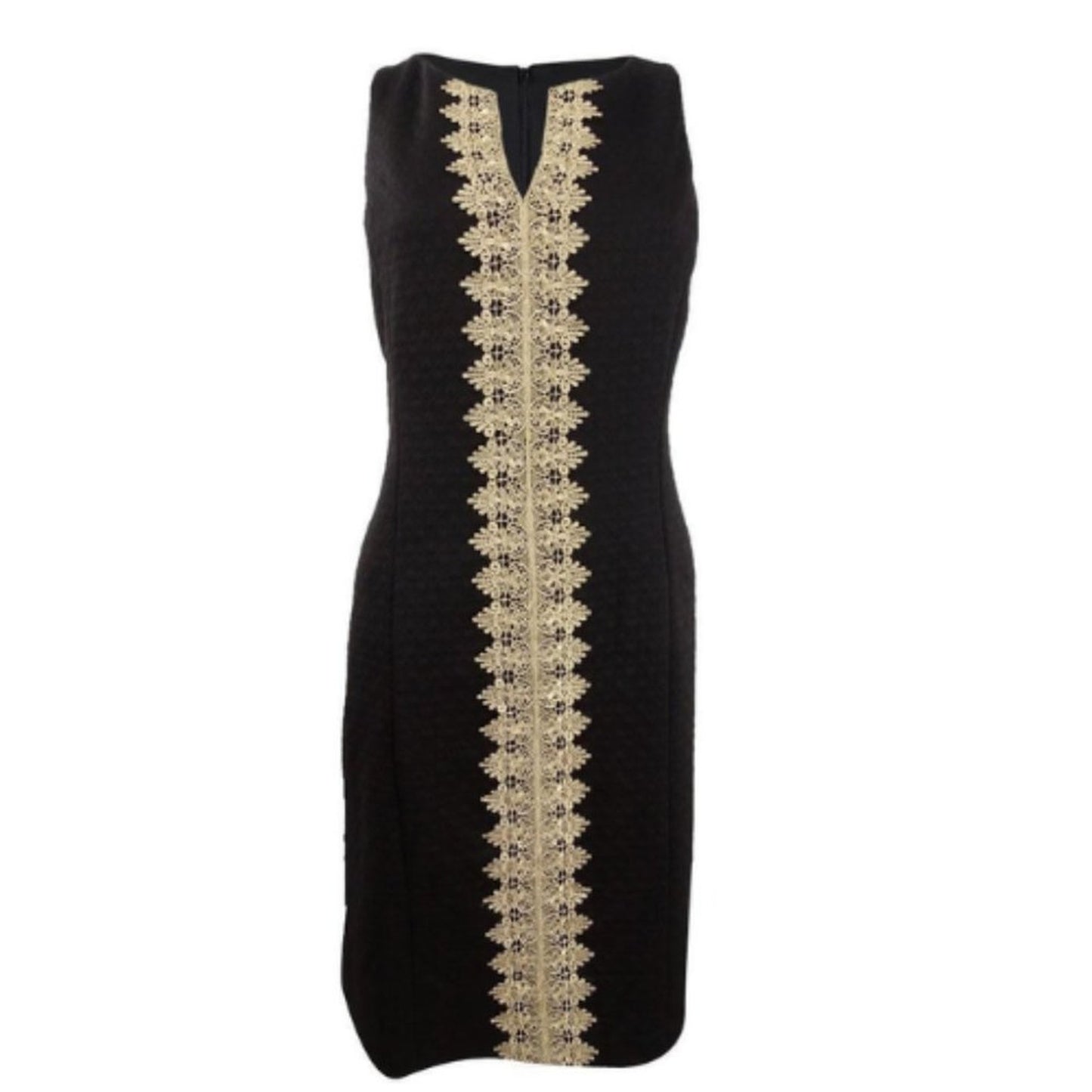 Pappagallo Black and Gold Embroidered Sheath Dress NWT Size 8