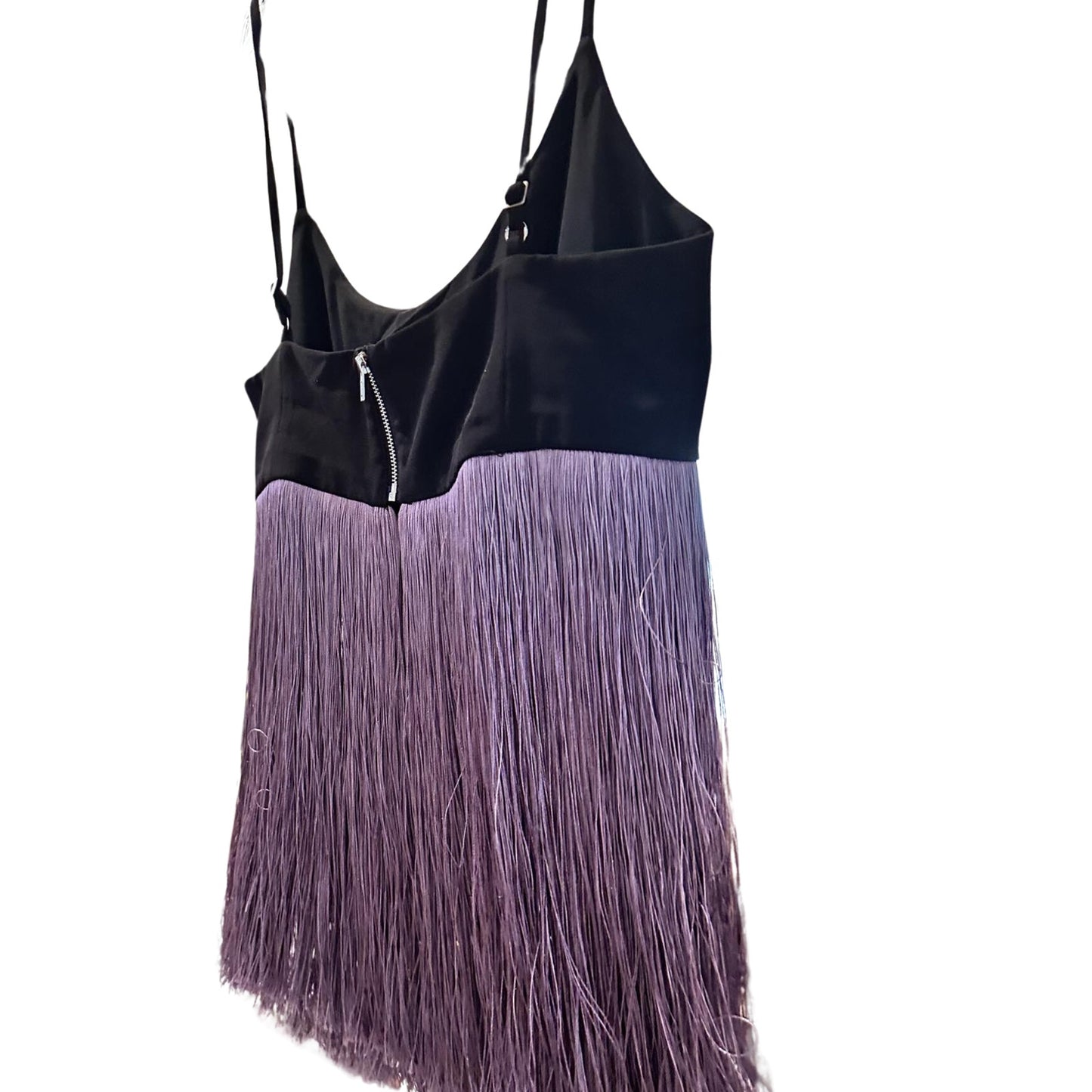 NBD Kaylyn Fringe Trim Tank Top in Purple and Black Size Small