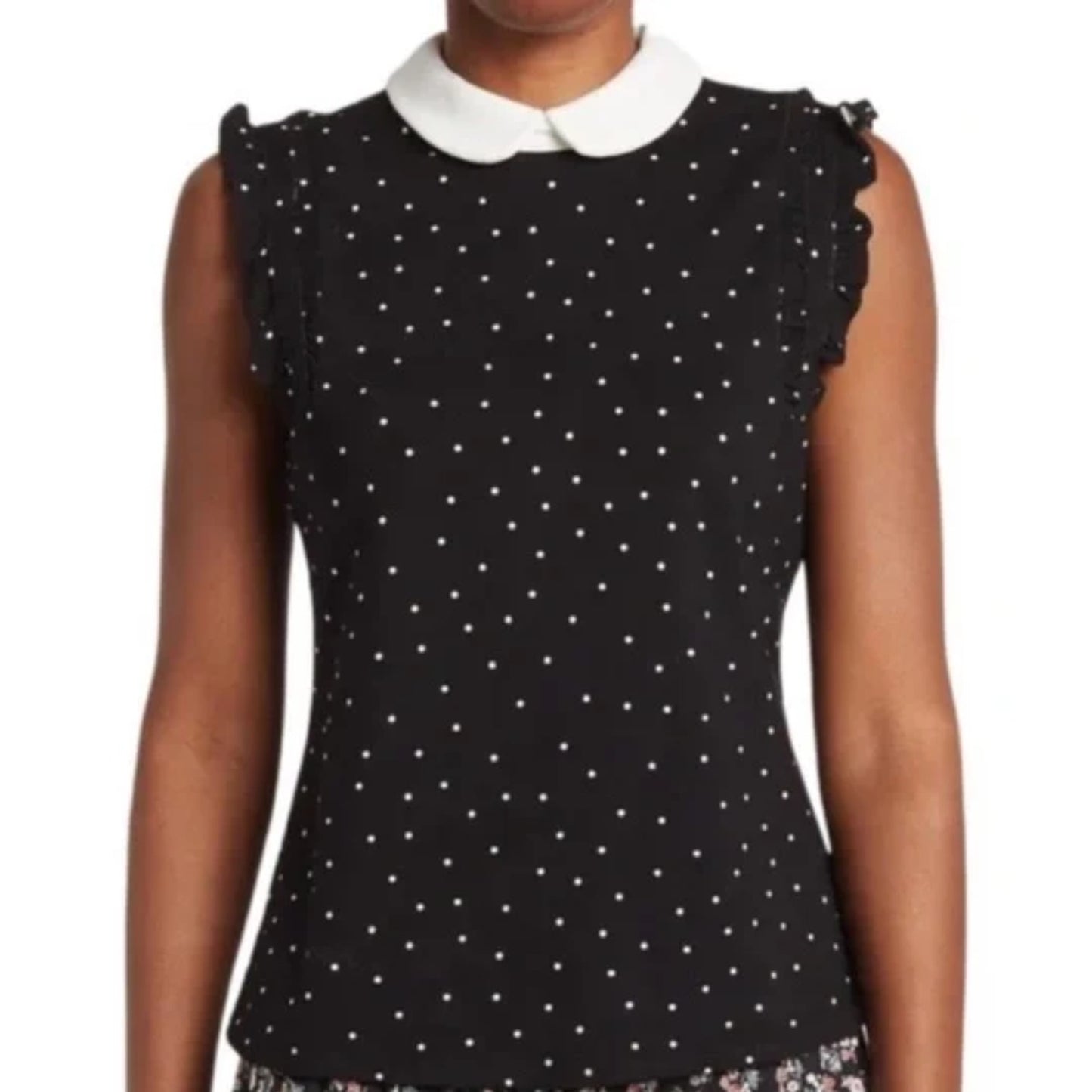 Cece Women Small Black White Polka Dot Blouse NWT Size Large