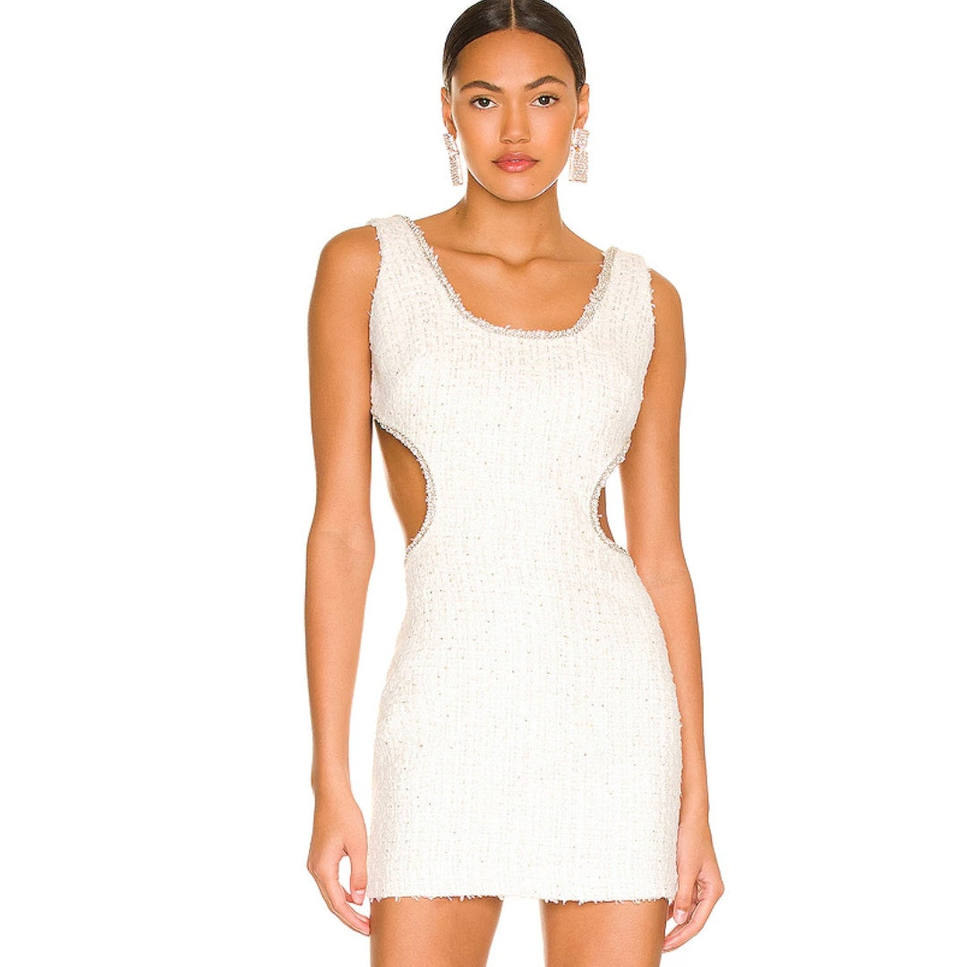 NBD Kenzie Mini Dress in White Metallic NWT Size Small