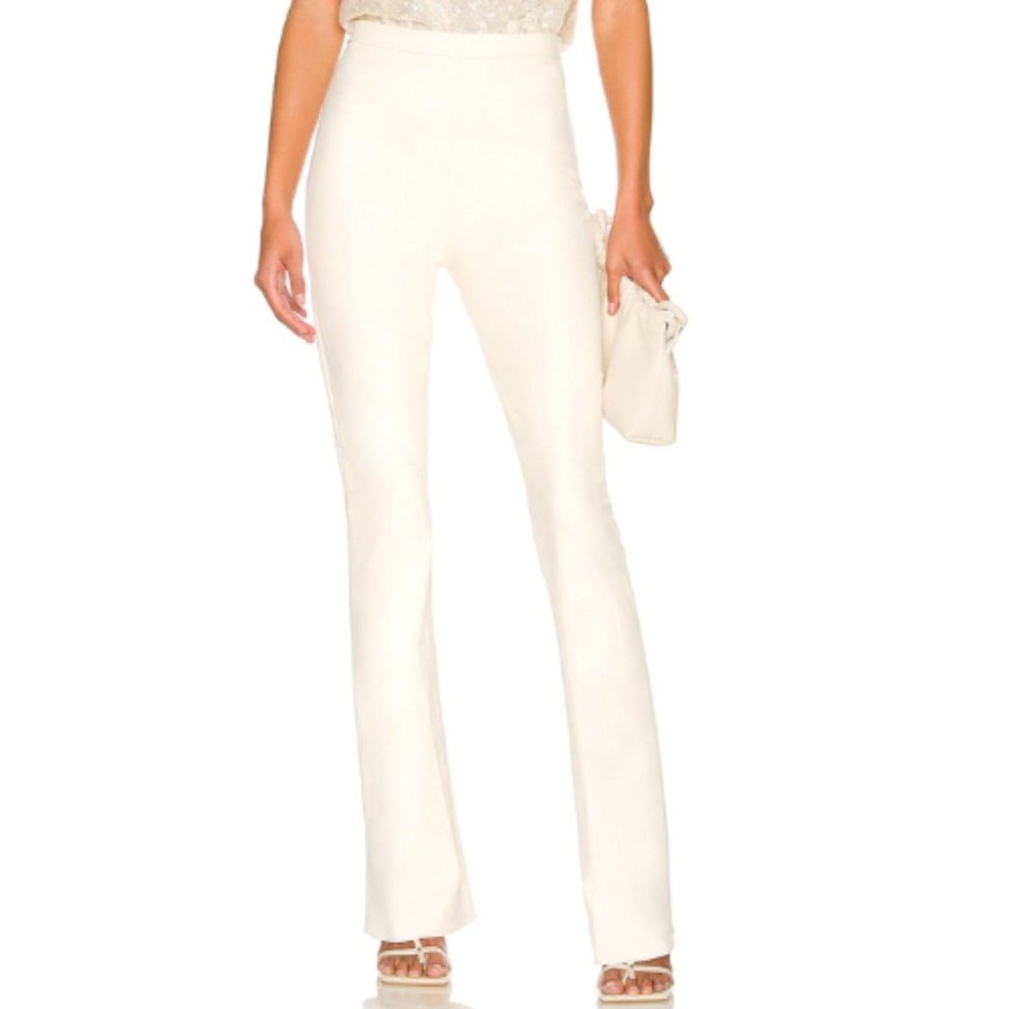 Amanda Uprichard Amina Leather Pants in Cream NWT Size Small